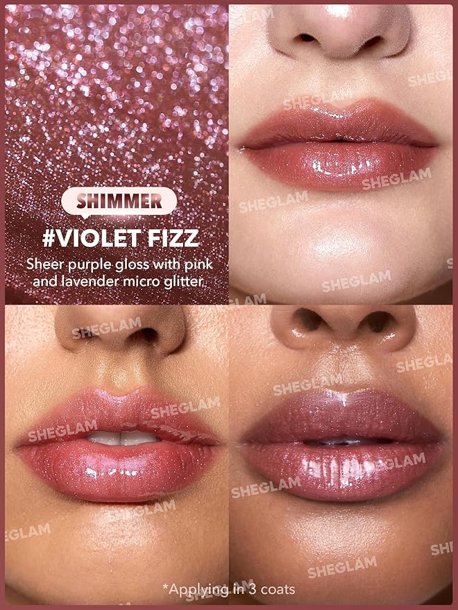 SHEGLAM Pout-Perfect Moisturizing Solid Lip Gloss Shimmer Lip Plumper - Violet Fizz