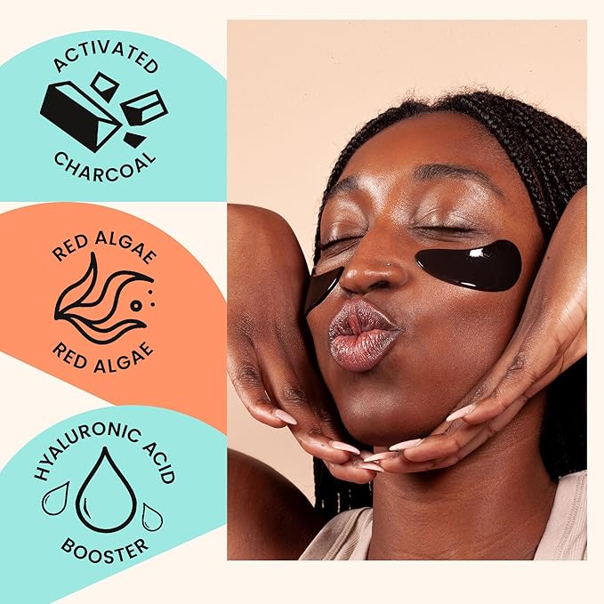 BLAQ Award Winning Under Eye Patches for Dark Circles and Puffiness, Under Eye Mask with Red Algae and Activated Charcoal, Vegan and Cruelty-Free Under Eye Masks, 15-Pack, Hyaluronic Acid Bright Eyes