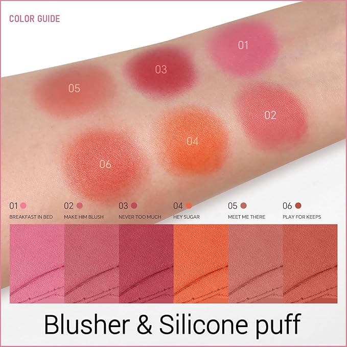 Erinde Blush Stick for Cheeks, Cream to Powder Blush Stick, Matte Blendable Buildable Color, Built-In Silicone Blush Brush, Cream Blush Stick for Cheek, Eyes & Lips, Vegan & Cruelty Free, 02