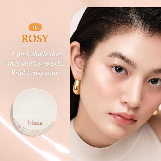 hince Second Skin Glow Cushion-12g | Skin Foundation dewy, glow, long-lasting, classy, clean beauty, lightweight, natural look,refreshing, moisturizing, slim fitting texture (ROSY, 15)