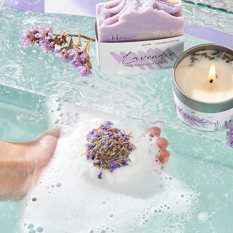 Birthday Gifts for Mom Mothers Day Gifts Women Spa Lavender Bath Gift Baskets Relaxing Self Care for Best Mother Wife Home Bath Kit Care Package Gift Ideas Thank You mom from Daughter Son