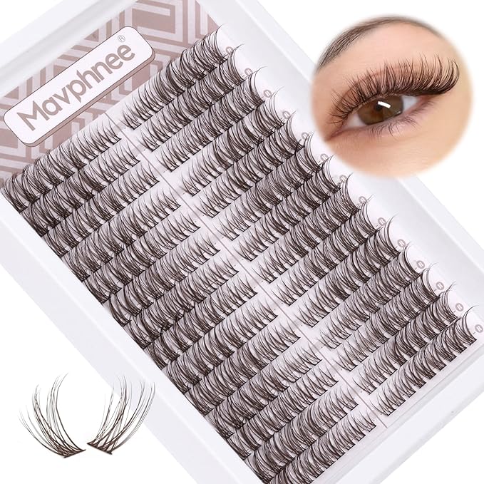 Brown Lash Clusters Wispy Eyelash Extensions Natural Look Individuals Lashes C-Curly DIY Cluster Eyelashes 252 Pcs Left & Right Paired Dark Brown Cluster Lashes by Mavphnee