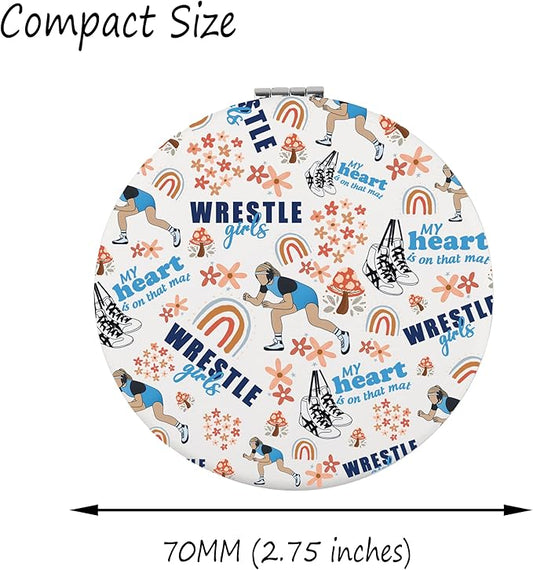 FAADBUK Wrestle Lover Gift Wrestle Player Gift Wrestling Coach Gifts Wrestling Girl Makeup Mirror for Her (Wrestle Mirror)