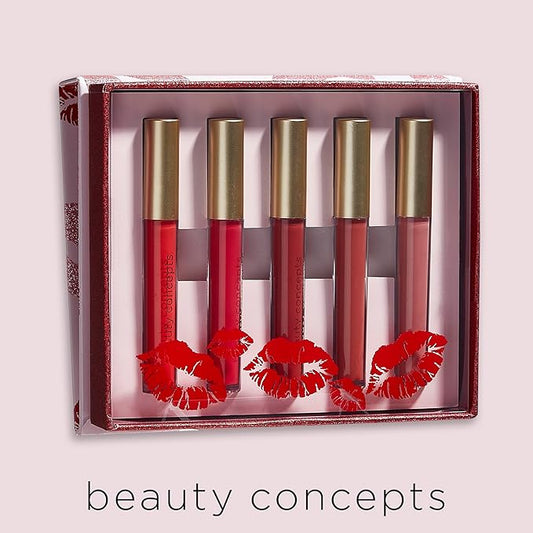 Beauty Concepts Lip Gloss Collection – Shimmering, Glossy Lip Makeup Set for a Radiant Finish, Red