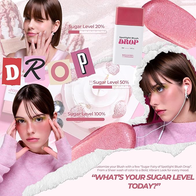 Spotlight Blush Drop (Sugar Fairy) | Luminous Rosy Cheek | Skincare-Infused Hydrating Formula | Vegan Certified | Natural Radiance | Buildable Color | All Skin Types | 1.01 fl oz