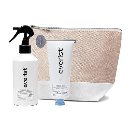 The Hydrating Body Ritual Set, 3.4 fl. oz Body Wash Concentrate & 6.09 fl. oz Post Shower Body Spritz in Jute Travel Bag, Cleansing & Hydrating For All Skin Types