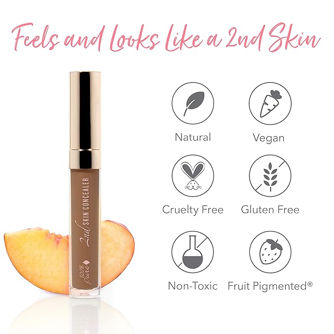 100% PURE 2nd Skin Concealer (Fruit Pigmented), Shade 7, Full Coverage, Lightweight, Liquid Concealer for Face, Under Eyes, Vegan Makeup (For Deep Skin w/Cool-Neutral Undertones) - 0.17 Fl Oz