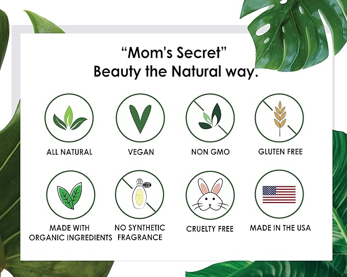 Mom's Secret 100% Natural Foundation, Organic, Vegan, Aloe Based, Natural Sun Protection, Gluten Free, Cruelty Free, Made in the USA, 1FL Oz. (Bamboo)
