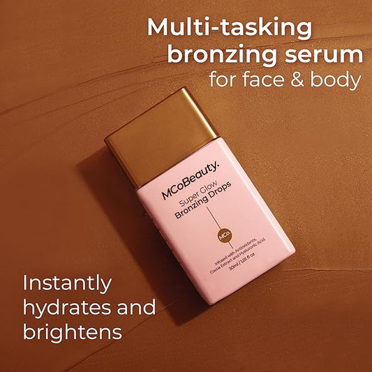 MCoBeauty Super Glow Bronzing Drops and Souffle Dream Mositurizing Cream, Hydrated Glowing Skin, Vegan, Cruelty Free (Pack of 2)