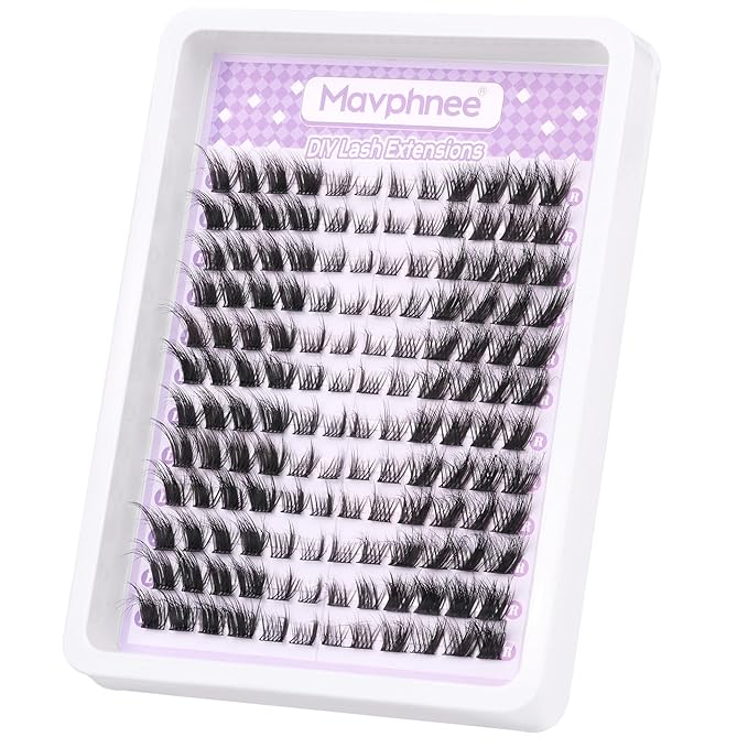Mavphnee Lash Clusters Cat Eye Cluster Eyelash Extensions 144 Pcs Fox Eye Lashes Left & Right Individual Lashes Wispy DIY Lash Extension Natural Cluster Lashes Pack