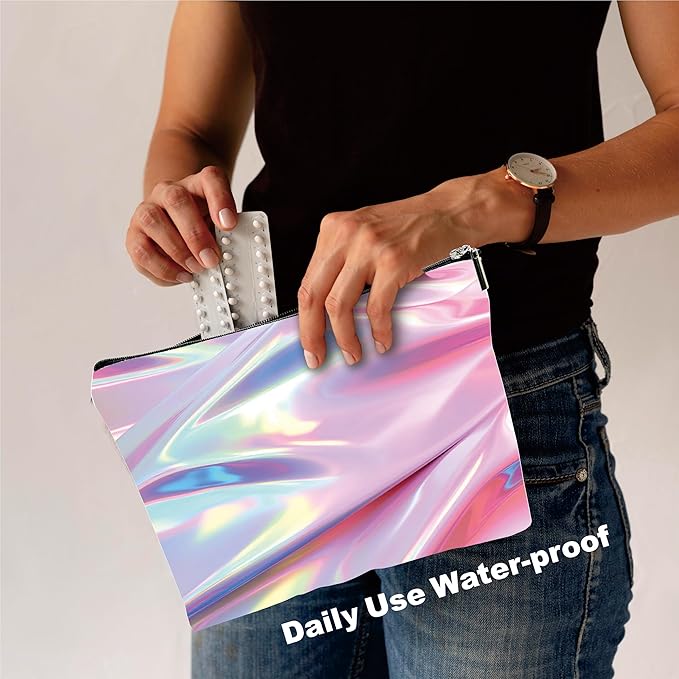 Makeup Bag - Laser Texture Folds Printing - Fantasy Cosmetic Bag, Toiletry Bag, Gift For Girls, Teen, Personal Care & Accessories - A18