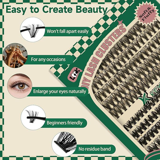 DIY Lash Extension Kit 280pcs Individual Lashes D Curl Eyelash Extension Kit KEYYOU 30D+40D 9-16Mix Lash Clusters with Lash Bond and Seal and Lash Applicator for DIY at Home(KIT-30D40D-0.07D-9-16Mix)