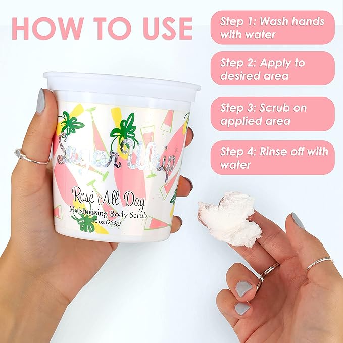 Primal Elements Sugar Scrub, Exfoliating Sugar Whip, Body Cleanser & Moisturizer, Rose All Day, 10 oz Package