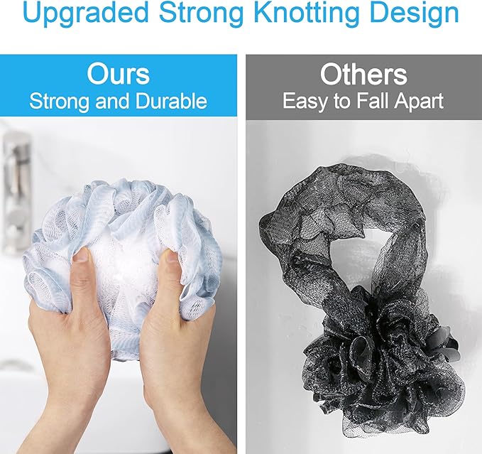 AmazerBath Loofah Sponge 75g/Piece, Exfoliating Bath Sponge Body Scrubber - Loofa Set of 4 - Cotton Candy Quartet, Large