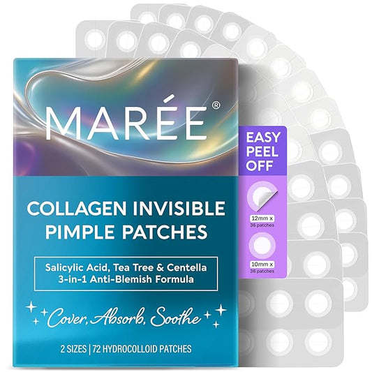 MAREE Pimple Patches for Face - Clear Acne Patches for Face - Invisible Hydrocolloid Patch Parches Para Acne Stickers Zit Dots - Cystic Zit Healing Blemish Pinple Dark Spot Covers