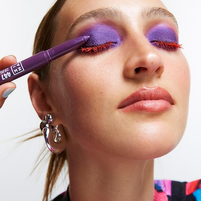3INA The 24H Eye Stick - Creamy, Waterproof Formula - 2 In 1 Eyeshadow And Eyeliner - Highly Pigmented Shades - 24 Hour Long Lasting Wear - Matte, Sparkly Or Metallic Finish - 447 Purple - 0.049 Oz