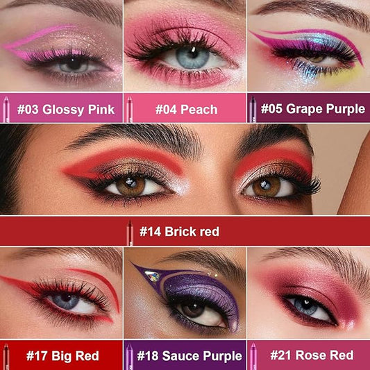 7 Colorful Eyeliner Pen Set, Eye Shadow Pencil, Pearl Eyeliner Kit Metallic Glitter Eye liner Pencil for Women Eye&Lip Liner Professional Eye Makeup Set Colorful Eye Color (7PCS C)