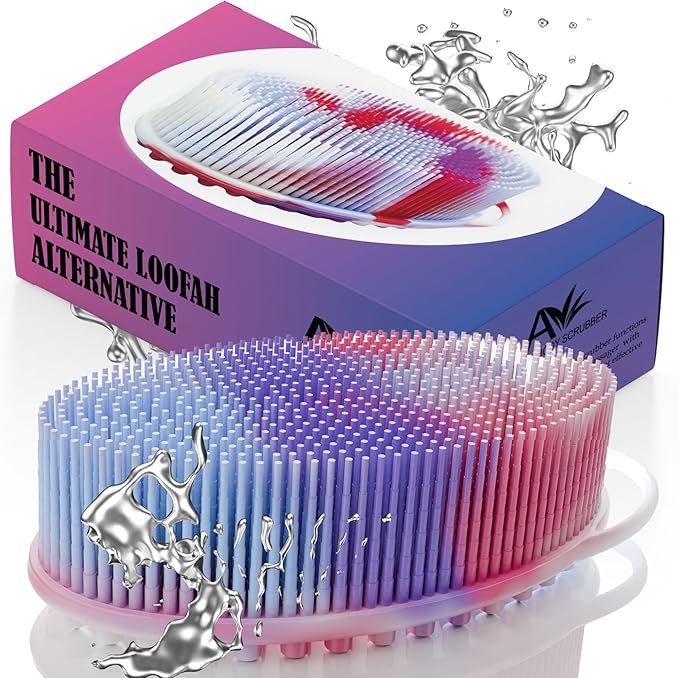 Avilana Silicone Body Scrubber – Gentle Shower Brush & Loofah Alternative – Silver-Infused Options – Fast-Drying, Hygienic, BPA-Free Silicone Body Exfoliator for Sensitive Skin, Men & Women