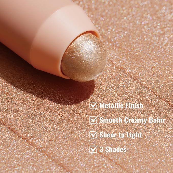 Oulac Face Highlighter Stick, Multi-use Cream Highlighter Makeup Stick, Face Highlighters & Luminizers, No Caking or Dragging, Metallic Finish, Vegan & Cruelty-Free, H2 Butter