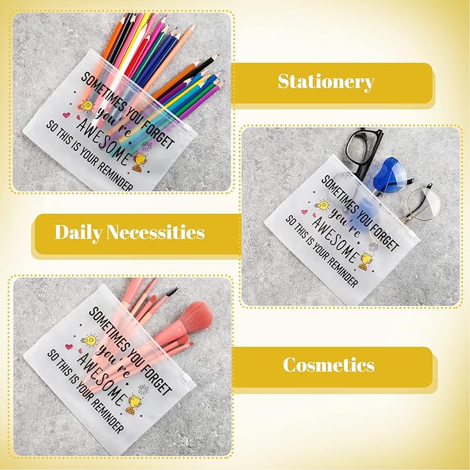 100 Pcs Inspirational Gifts for Girls Women Travel Cheer Makeup Bag Bulk Loved Quotes Cosmetic Bags with Zipper Thank You Encouragement Birthday Gift Bag for Nurse Teacher Friend (You're Awesome)