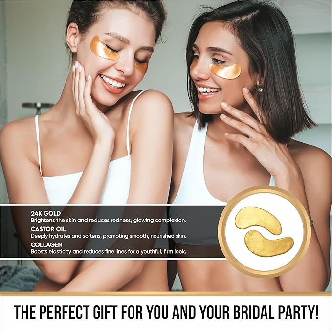 25 Pairs 24K Gold Under Eye Mask/Patches For Moisturizing, Dark Circle Treatment, Wrinkles, Puffy Eyes, Gift For Birthdays, Wedding, Daily Use, Parties, Unisex Under Eye Mask