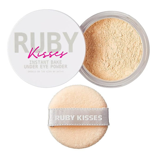 Ruby Kisses Instant Bake Undereye Powder - Vegan, Cruelty Free Powder for Brightening Eyes and Smudge-Free Makeup