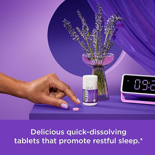 OLLY Sleep Fast Dissolves, 3mg Melatonin, Lemon Balm, Strawberry Flavor, 30 Day Supply - 30 Count (Pack of 2)