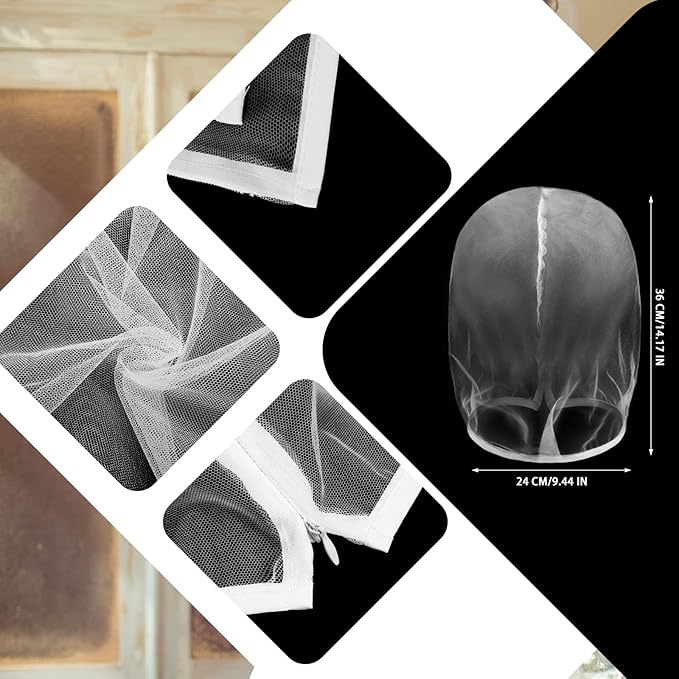 6 Pcs Makeup Protector Hood Washable Light Airy Nylon Chiffon Makeup Hood Zipper Closure Reusable Make up Face Cover for Women Girls Beauty Weddings (White)