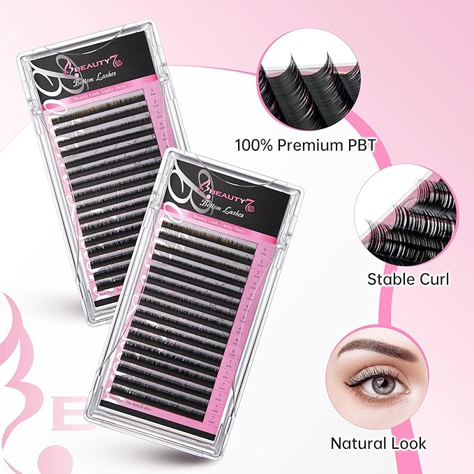 Beauty7 Mixed Volume Under Bottom Lower Individual False Eyelash Extension Tray Matte Synthetic Mink Curl J 0.1mm Thickness 5/6/7mm Length