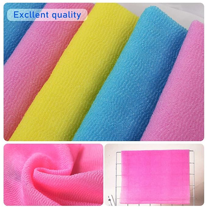 ARCH&M Exfoliating Washcloth, Exfoliating Body Scrubber, Back Scrubber for Shower, Japanese Bath Wash Cloth, Korean Exfoliating Luffah Towel, Beauty Sponge Loofah Scrub, 3 Pack, Off-White