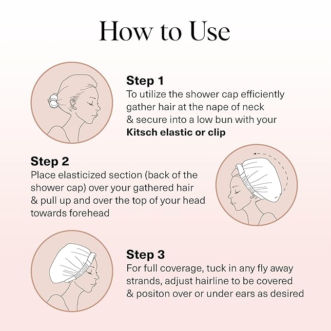 Kitsch Luxury Shower Caps for Women Reusable Waterproof - Flexi Satin Lined, Large Shower Cap for Men, Non-slip, Quick-dry, Adjustable, Stylish Hair Cap for Long & Short Hair - Cherry Print