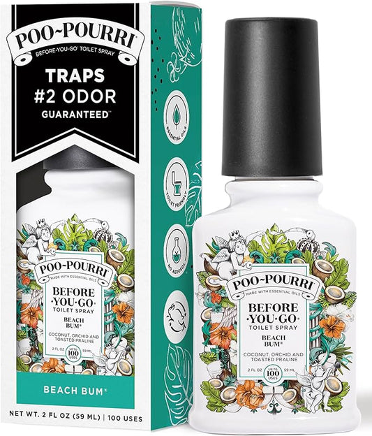 Poo-Pourri Before-You-Go Toilet Spray, Beach Bum, 2 Fl Oz - Coconut, Orchid and Toasted Praline (Packaging May Vary)