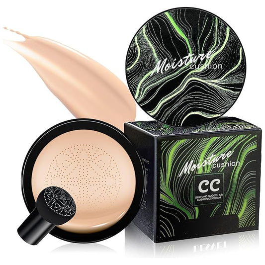 Mushroom Head Air Cushion CC Cream - Long-Lasting & Brightening BB Cream Foundation for Mature Skin, Waterproof & Moisturizing Full Coverage Self Adjusting Concealer (Ivory)