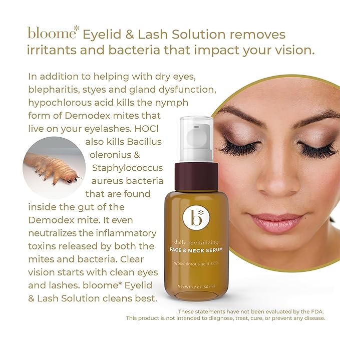 Bloome* .05% Hypochlorous Acid Serum for Face & Neck - 50ml HOCL - Gentle Soothing Skin Support, Assists in Skin Balance, Support Skin Comfort, Encourages Skin Wellness, Helps Maintain Skin Appearance