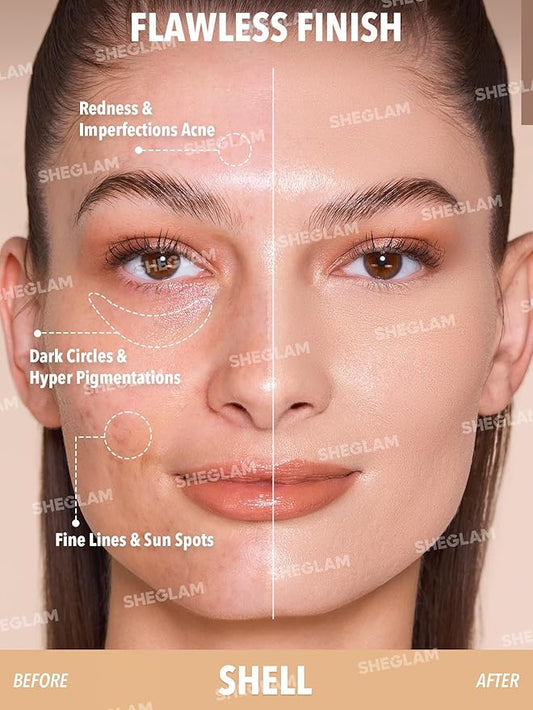SHEGLAM Skin Magnet High Coverage Foundation Stick Longwear Medium Face Makeup for All Skin Types-Shell