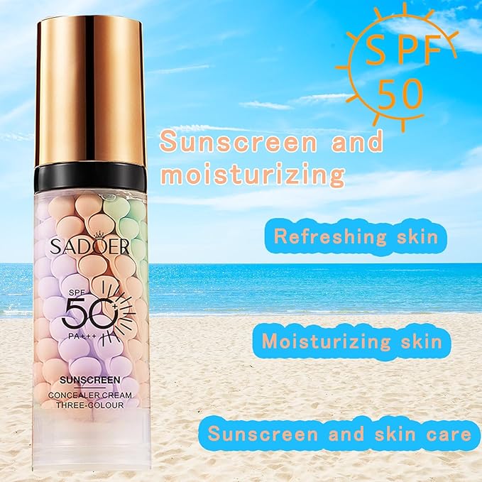 3 In 1 Primer for Face Before Makeup, Color Corrector SPF 50 Sunscreen Isolation Cream, Refreshing Moisturizing Makeup Primer One Step, Oil Control Skin Tint Corrector
