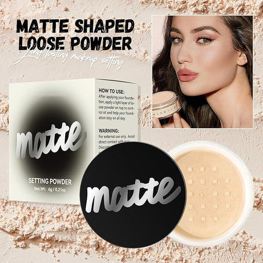 AKARY Matte Flawless Loose Powder, Makeup Setting Powder Oil Absorbing, Pores & Fine Lines Smoothing, Soft Focus Effect, Translucent Loose Face Setting Powder, Flawless Skin Loose Setting Powder, 02