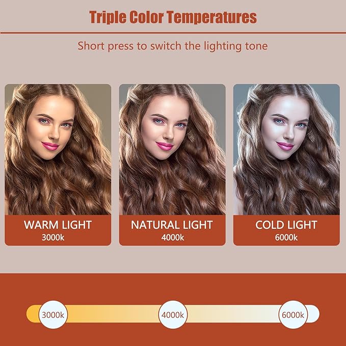 Makeup Mirror with Lights, 18" x 22" Vanity Mirror, 3 Color Modes, Dimmable Light, 360 Rotation