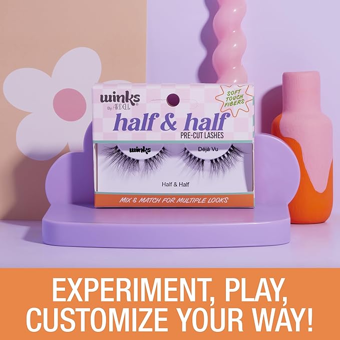 Ardell Winks Half & Half Pre-Cut Lashes Dream, False Eyelashes, DIY Lash Cluster for Cat Eye Look, Wispy Strip, 1-Pack