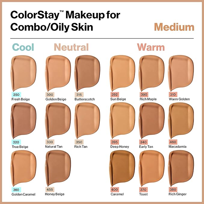 Revlon Liquid Foundation, ColorStay Face Makeup for Combination & Oily Skin, SPF 15, Medium-Full Coverage with Matte Finish, 380 Rich Ginger, 1 fl oz