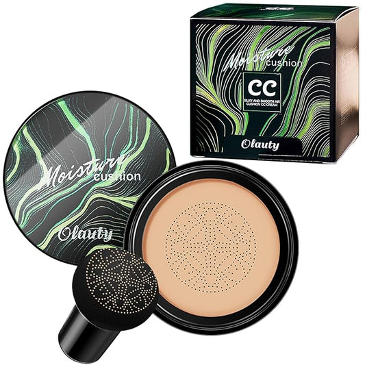 Mushroom Head Air Cushion CC Cream Foundation, BB Cream Concealer Lasting Makeup Foundation, Waterproof Oil Control Long-Lasting Nude Makeup, Even Skin Tone Primer