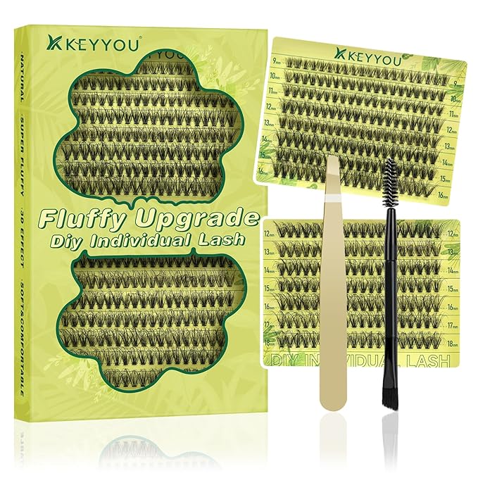 3D Effect Individual Eyelash Clusters 300pcs 30D D Curl 9-18MIX Wispy Fluffy Cluster Lashes Natural Soft DIY Lash Extension