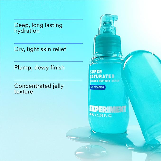Experiment Super Saturated Ultra Hydrating Barrier Serum – 30% Glycerin, Polyglutamic Acid + Prickly Pear for Intensive Moisture, Plump + Dewy Skin, 1.35 FL OZ – Vegan for All Skin Types