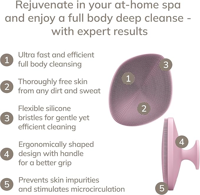 Body Brush | 4 in 1 | Cleansing Brush for The Entire Body | Professional Deep Cleaning | Soft Silicone Bristles | Ergonomic Two-Finger Design | Cleanses & Massages