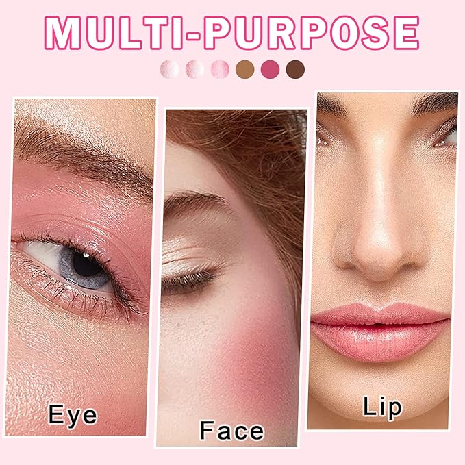 DAMUSI 6PCS Highlighter and Contour Sticks,Shades with Highlighter Stick,Cream Bronzer Stick,Cream Blush Stick for Sculpt the Cheeks,Lightweight Contour Makeup Kit for Beginners - Set B