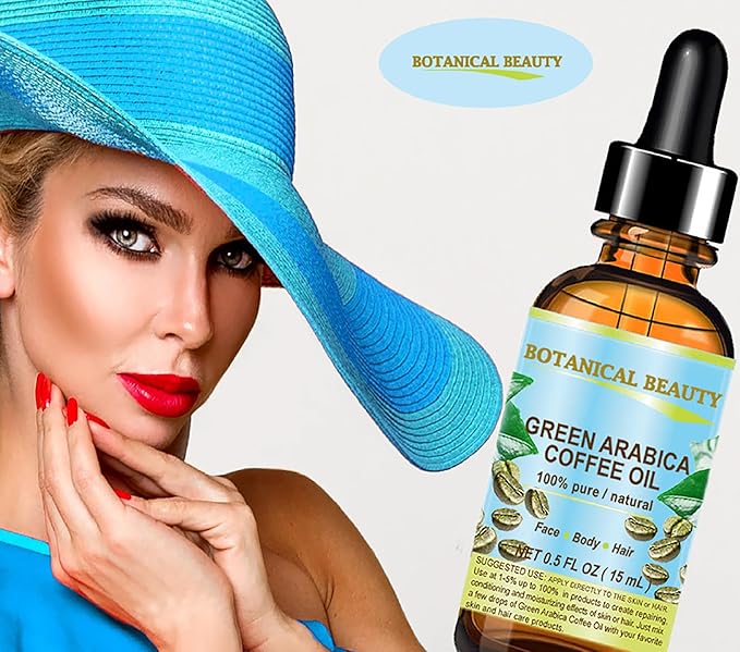 Botanical Beauty GREEN ARABICA COFFEE OIL Brazilian 100% Pure Virgin Unrefined 1 Fl.oz- 30 ml. for Face, Skin, Hair, Lip, Nails. Anti - aging face Oil
