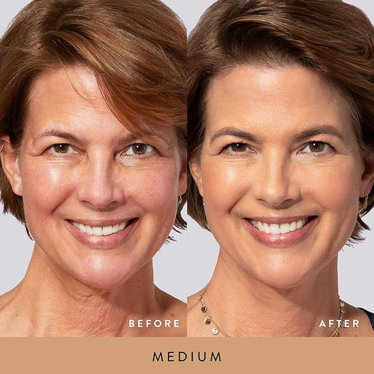 LAURA GELLER NEW YORK Get Glowing Kit (2pc): Baked Balance-n-Glow Illuminating Powder Foundation, Medium + Airbrush Kabuki Makeup Brush