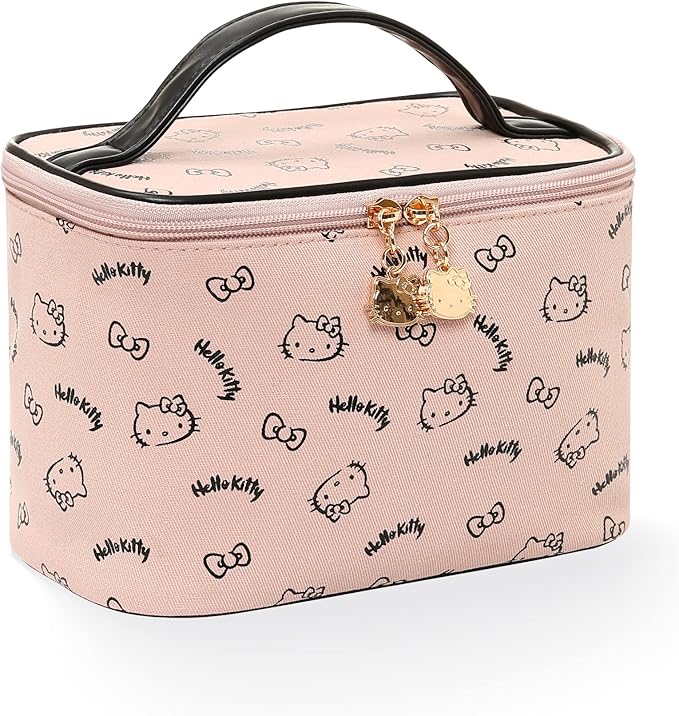 AmBealla Make up Bag Travel Cosmetic Bags Brush Holder Zipper Pouch Case Organizer Cute Organizer Suitable for Purse for Women (Light Pink Bucket Bag)