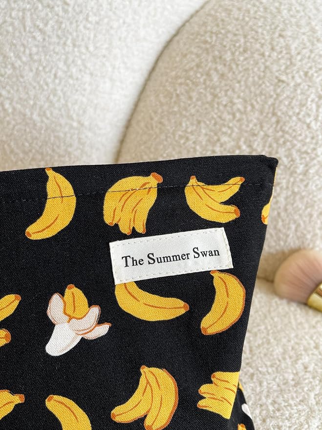 Banana Black Summer Swan | Large Floral Mid-day Clutch | Period Kit & Hygiene Skincare Bag