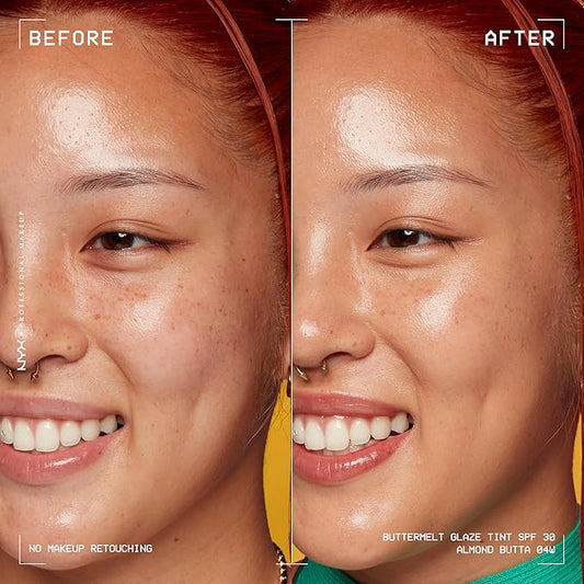 NYX PROFESSIONAL MAKEUP Buttermelt Glaze Soft Glow Skin Tint + SPF 30, Up To 12HR Wear, 04 Almond Butta